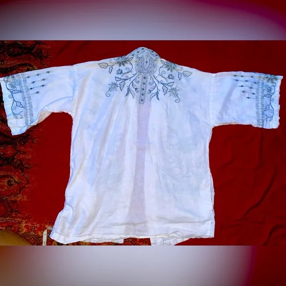 Rare Johnny Was Embroidered Linen Kimono - Picture 6 of 16